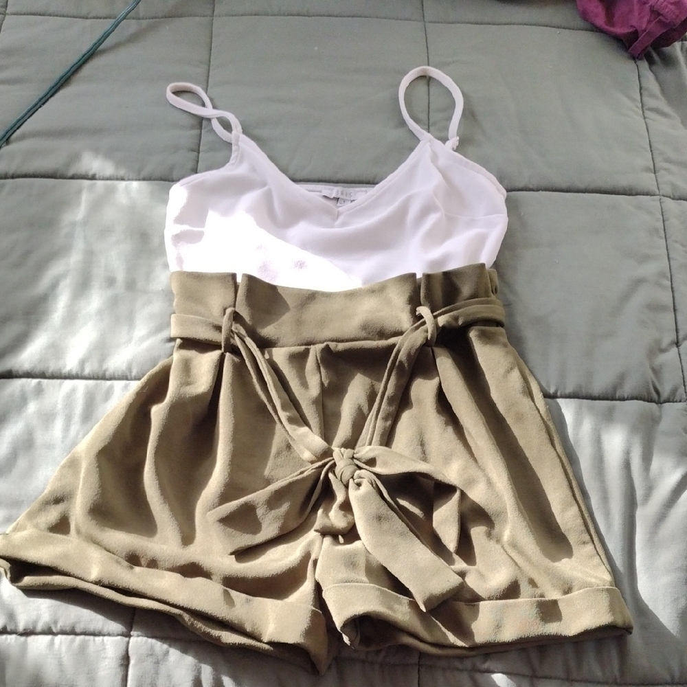 Iris White and Olive Romper
